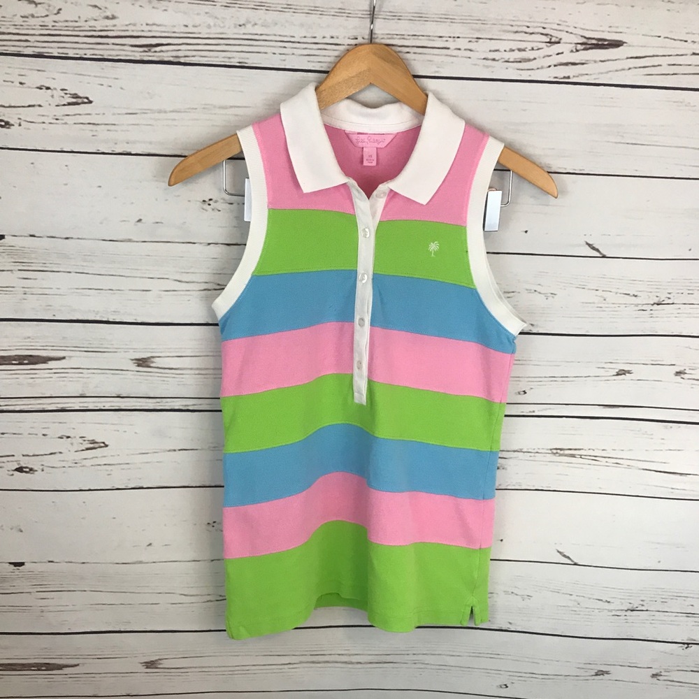 Lilly Pulitzer Havana Stripe sleeveless polo XS
